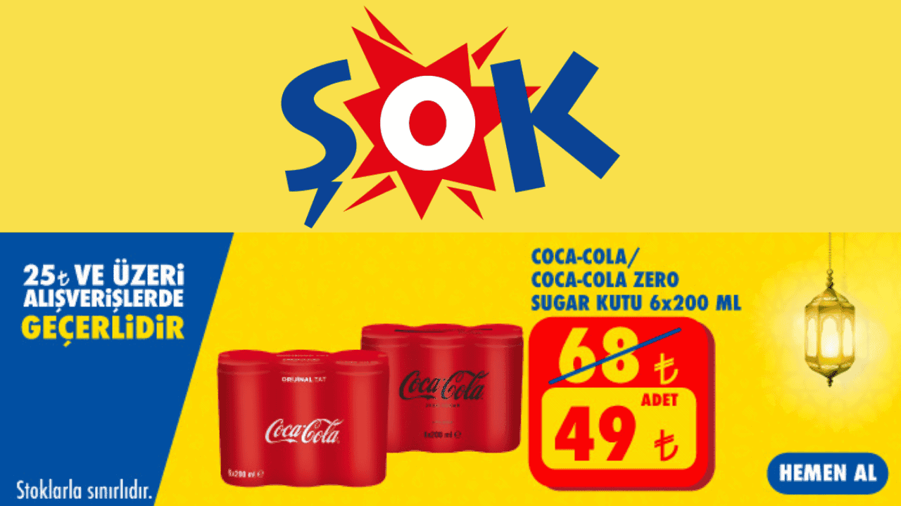 Şok Marketlerde Coca Cola Kola Kutu ve Zero Çeşitleri 6×200 Ml İndirim!