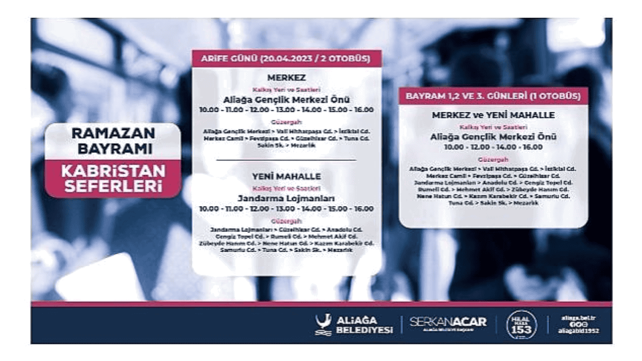 Aliağa Belediyesi’nden Bayramda Kabristana Ücretsiz Ulaşım