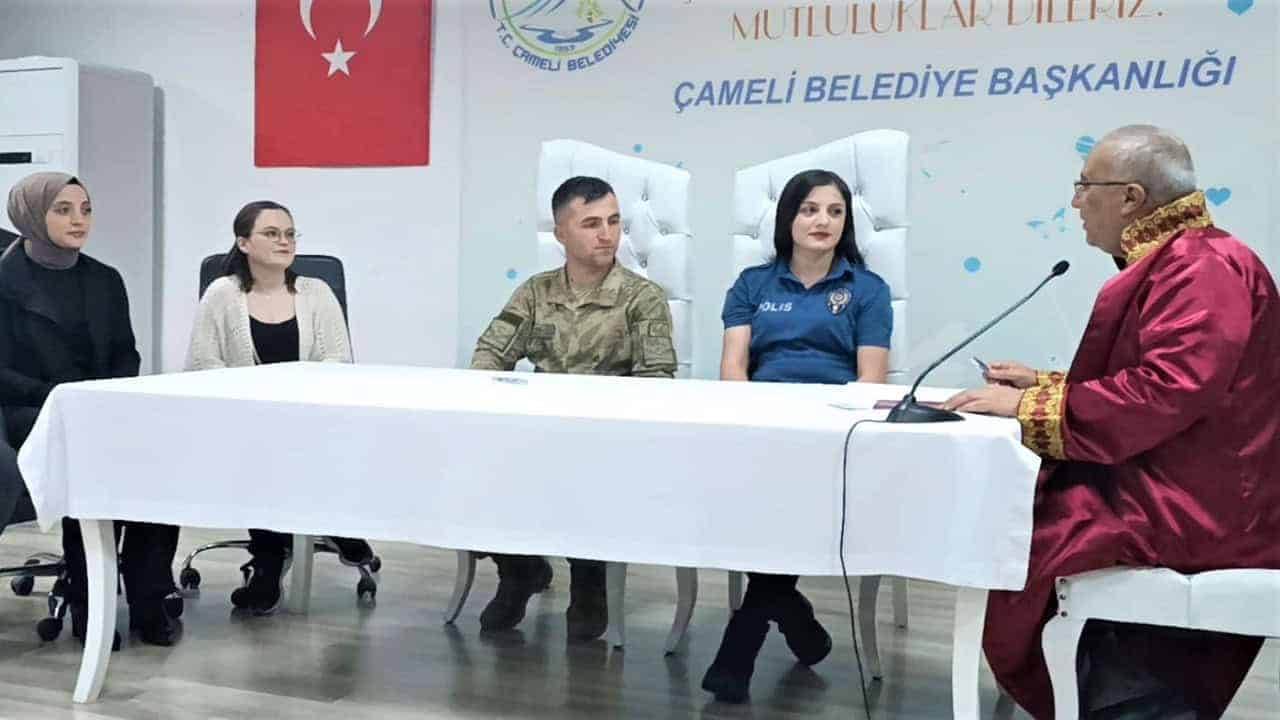 Maçta başlayan asker polis aşkı nikah masasında noktalandı