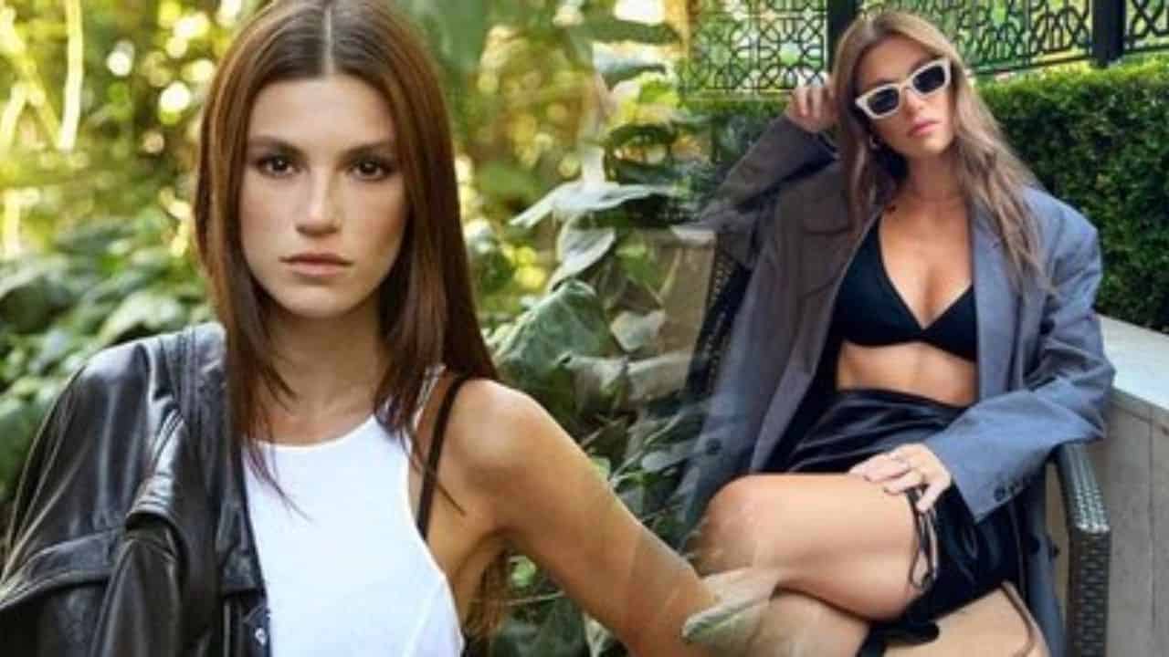 Yüsra Geyik gömleğinin düğmelerini açtı!