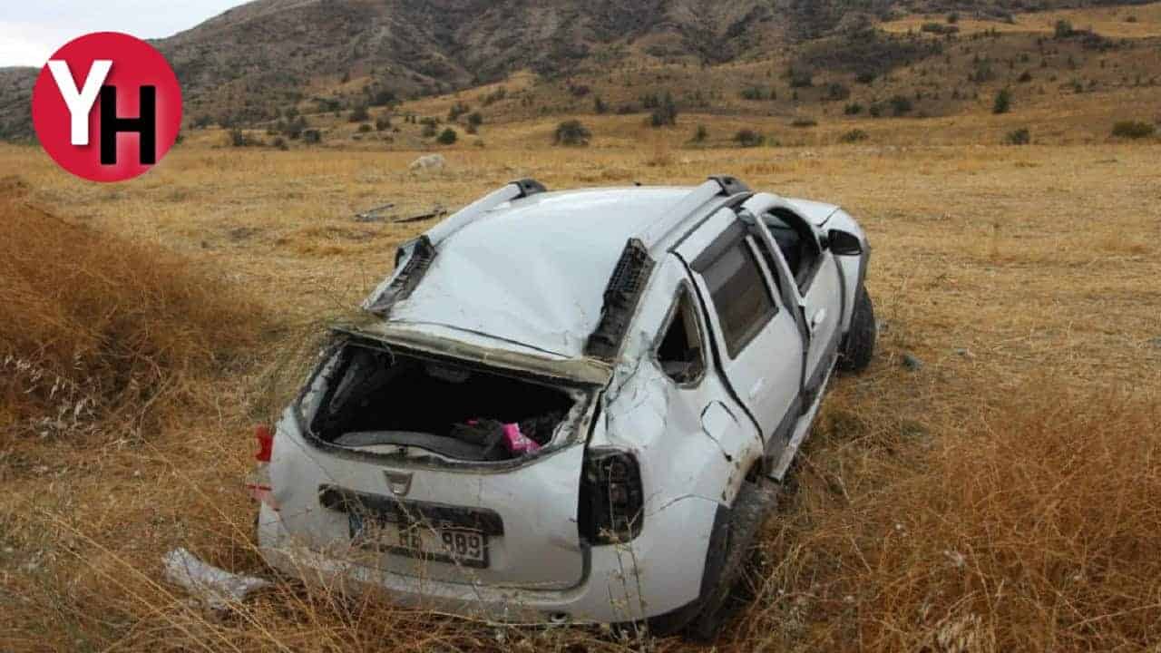 Burdur’da Yola Fırlayan Domuza Çarpan Araç Takla Attı