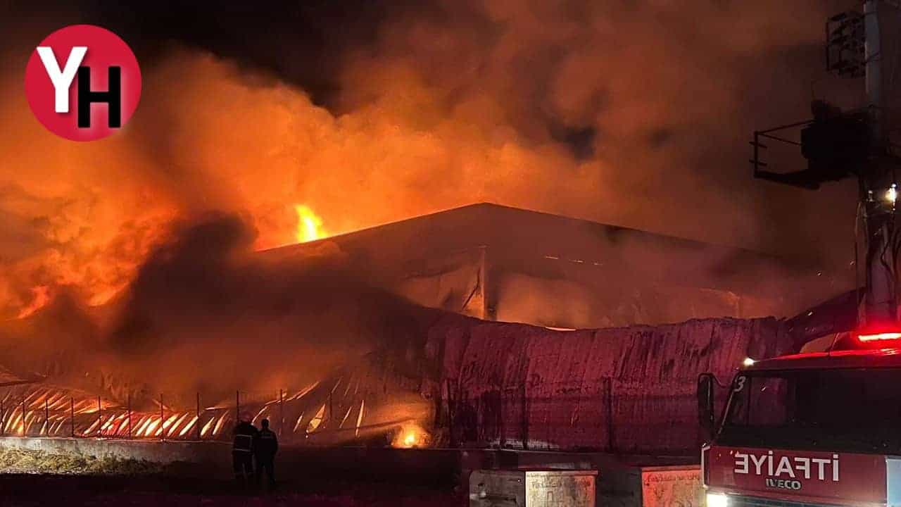 Manisa’da kauçuk fabrikasında yangın
