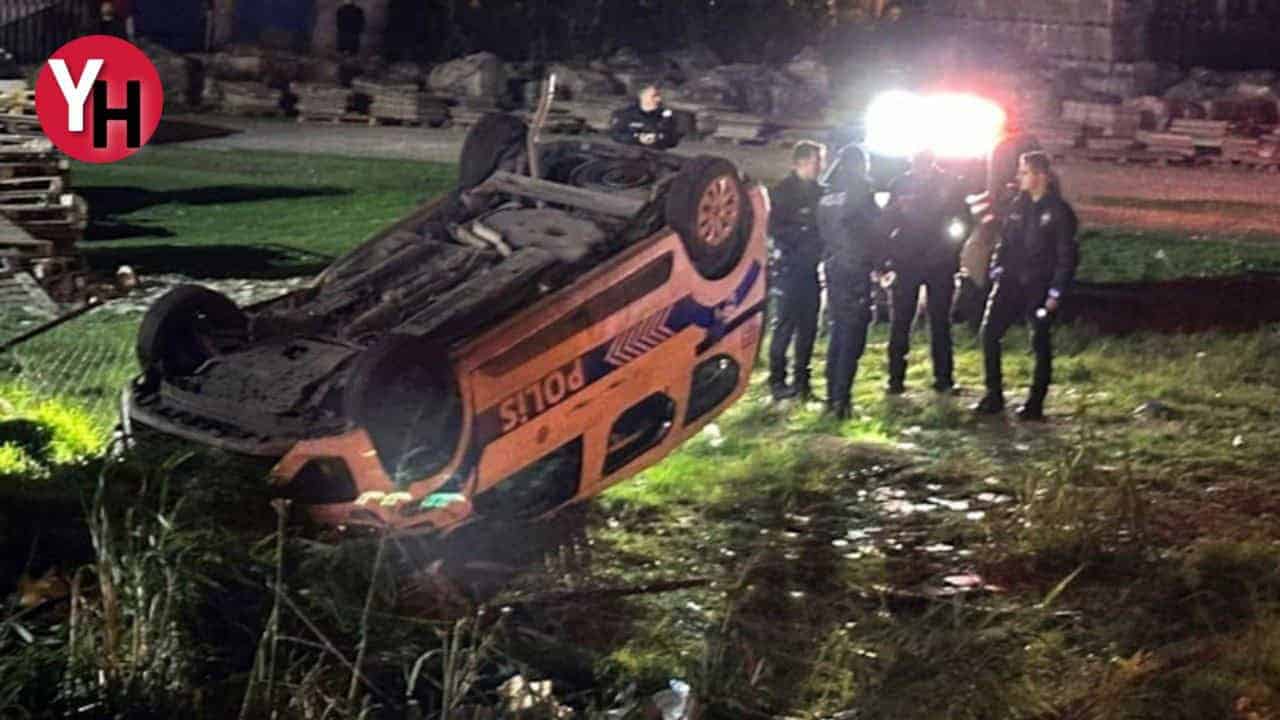 Polis Aracı Takla Attı 1’i Ağır, 3 Polis Yaralı