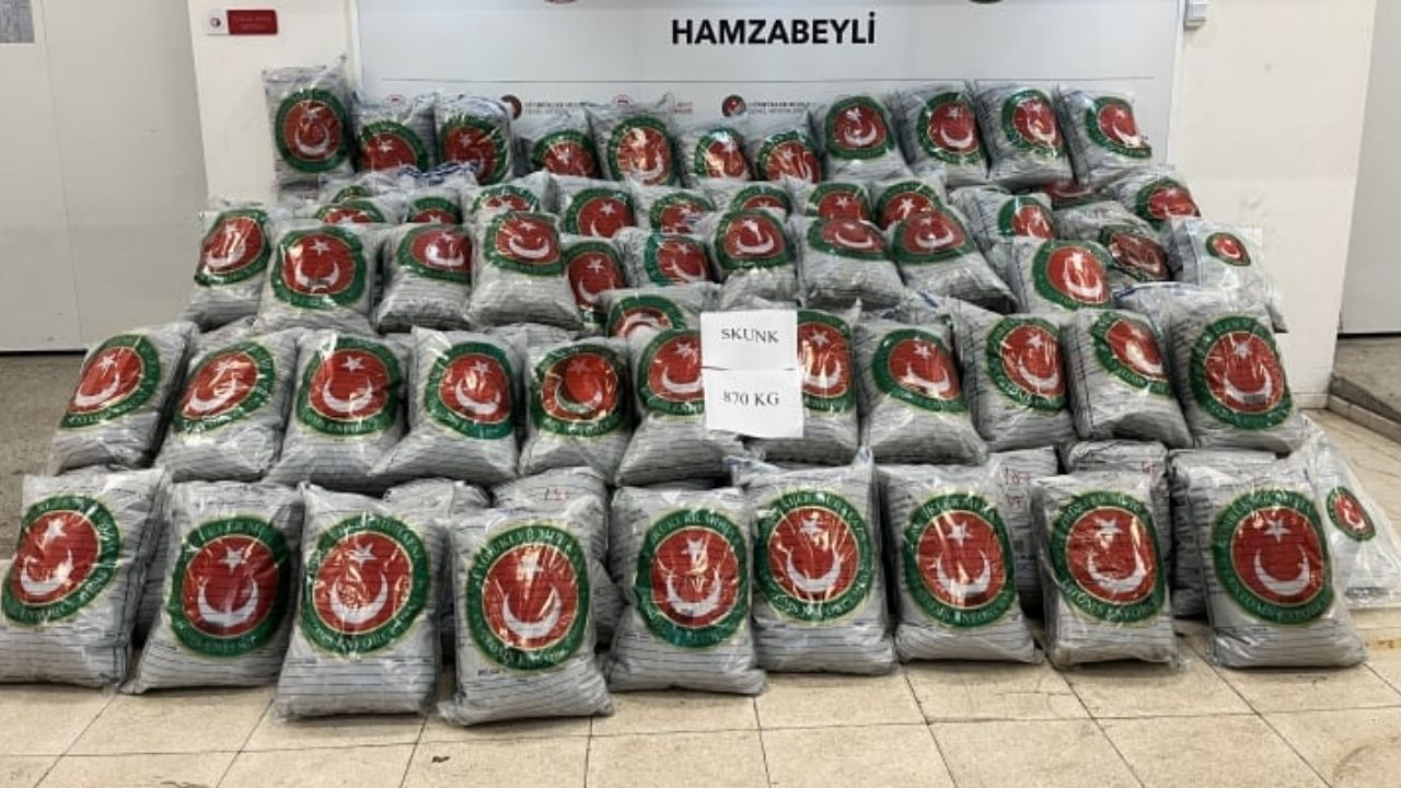 hamzabeyli sınır kapısı'nda 870 kilo skunk uyuşturucusu ele geçirildi