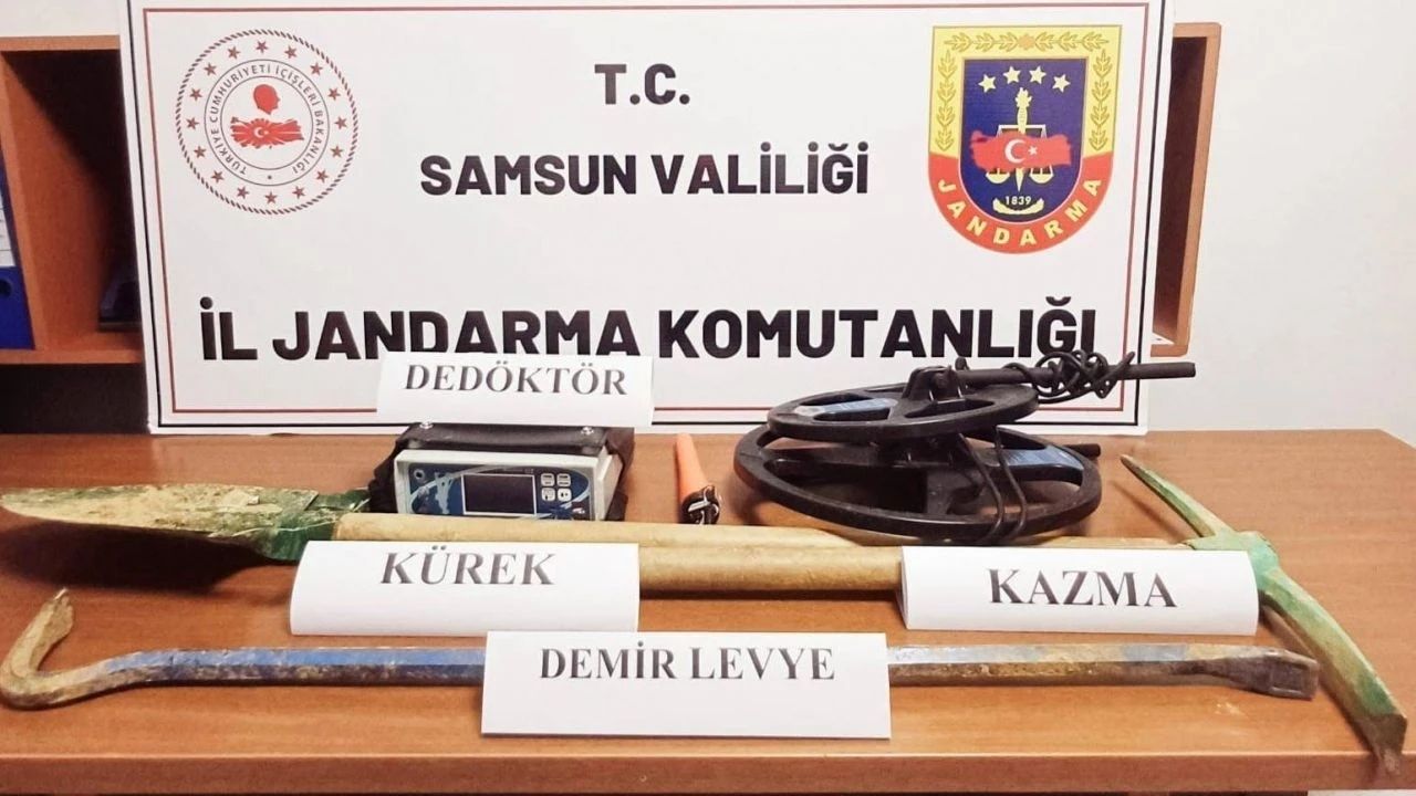 samsun'da kaçak kazı yapan 5 Şüpheli suçüstü yakalandı