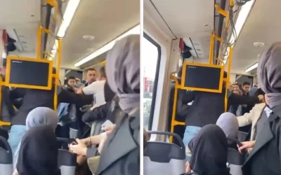 Bursa’da metroda çıkan kavga kameralara yansıdı!