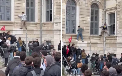 Öğrenciler güvenlik nedeniyle kapıları kilitli olan binadan camlardan kaçtı