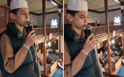 Genç müezzin etkileyici performansıyla izleyenleri büyülüyor