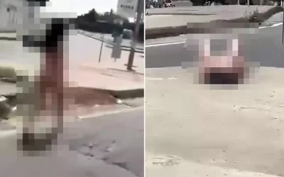 Çıplak bir şekilde cadde ortasında yürüyüp kaldırıma uzandı.