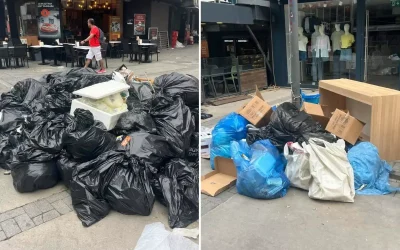 İzmir’de grev krizi devam ediyor, sokaklar çöp yığınlarıyla dolu.