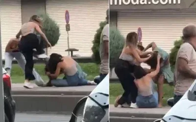 4 kadın arasında uzun süren bir kavga yaşandı, erkekler bile müdahale edemedi.