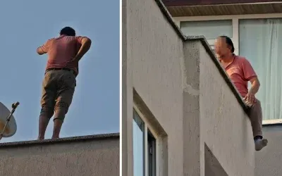 Eşini kızdırdı, çatıya kaçtı ve ekiplerle köşe kapmaca oynattı