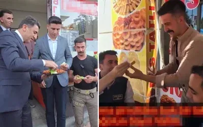 Vali Aygöl, çiğ köfte ve tatlıyı bir araya getirdi.