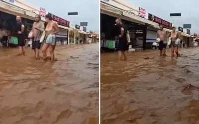 Fethiye’de sel felaketi: Ölüdeniz Çarşısı sular altında