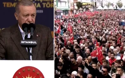 Cumhurbaşkanı Erdoğan, alandaki sesi duyunca konuşmasını durdurdu