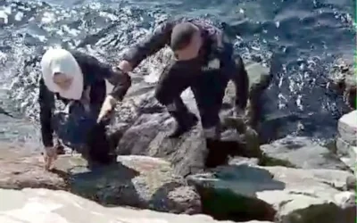 Sahilde Denge Kaybı: Kadını Kurtaran Güvenlik Görevlisi